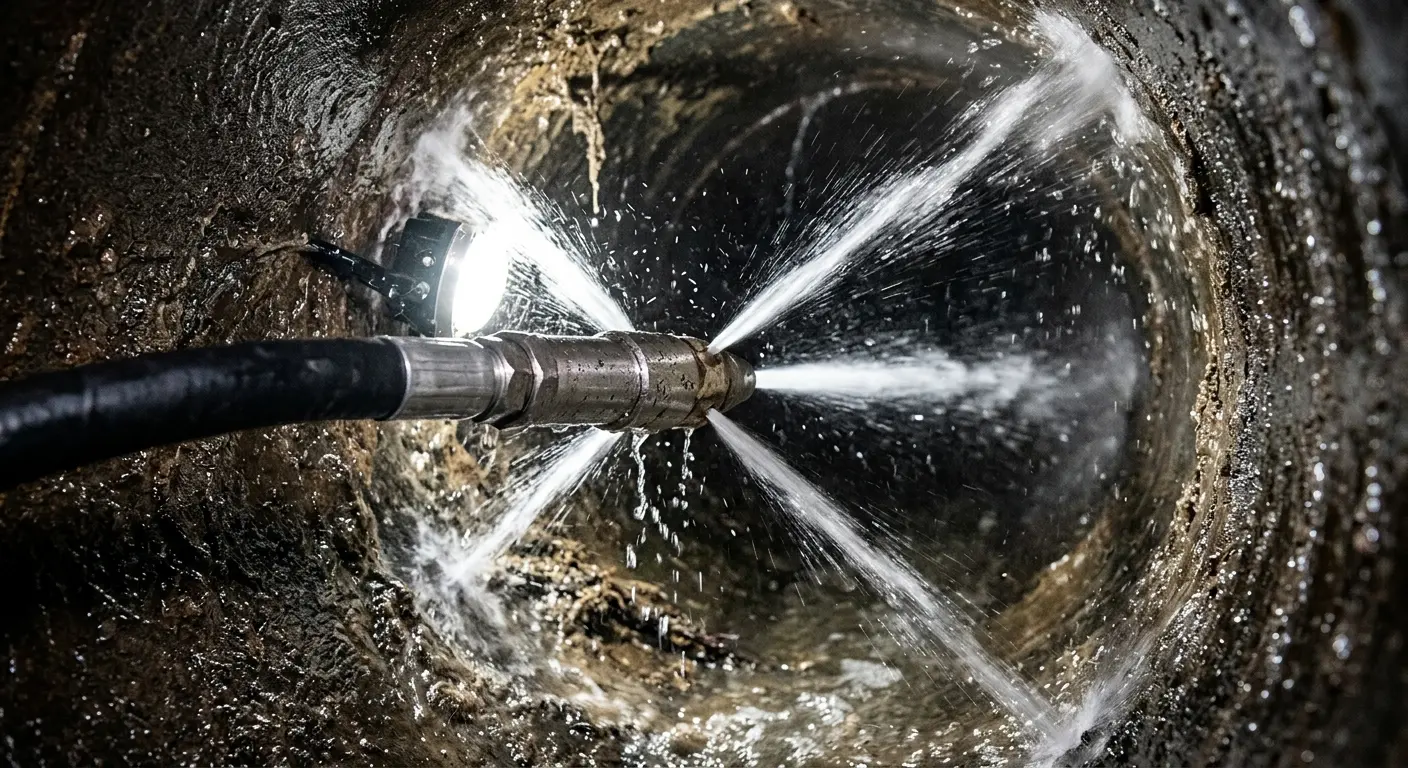 High-pressure hydro jetting nozzle cleaning sewer pipe for Storm Drain Cleaning in Port Allen